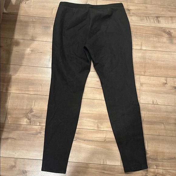 Eileen Fisher Black Coated Organic Cotton Stretchy Pull On Legging Pants Size M
